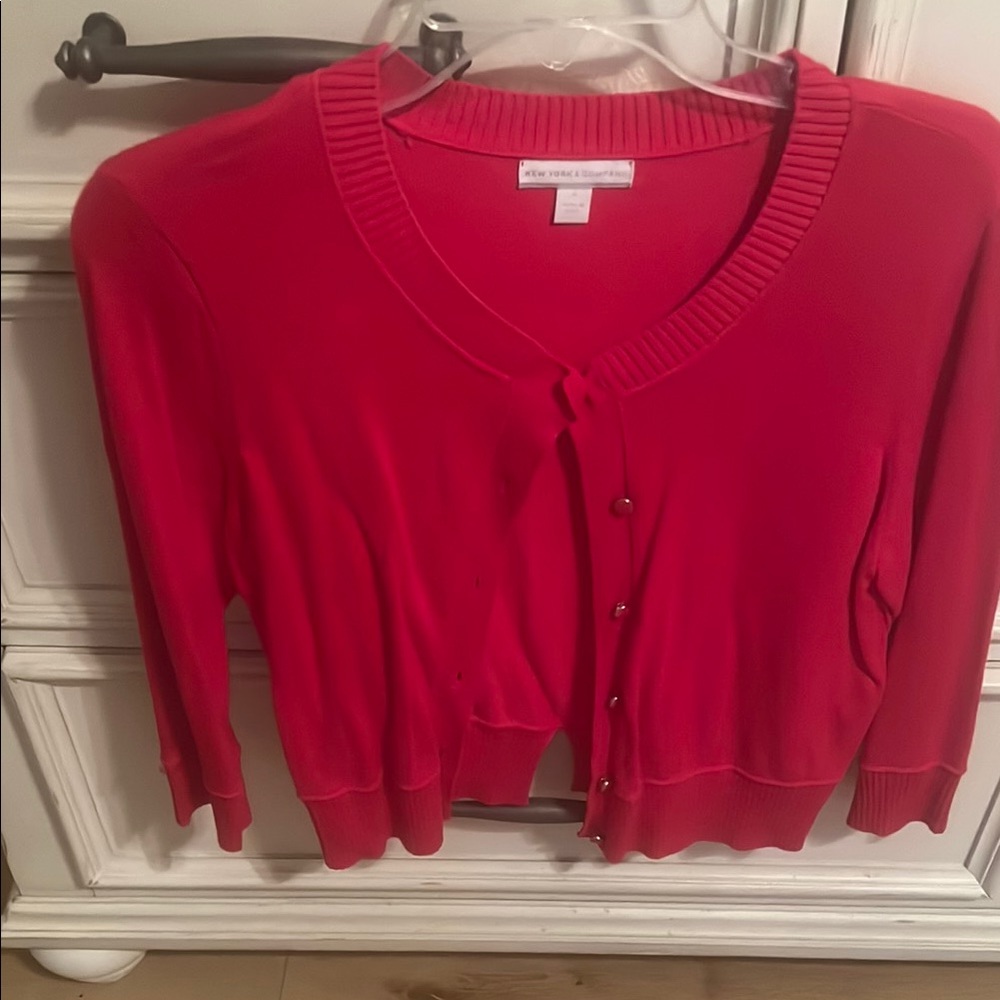 New York & Company Pink Cardigan Sweater